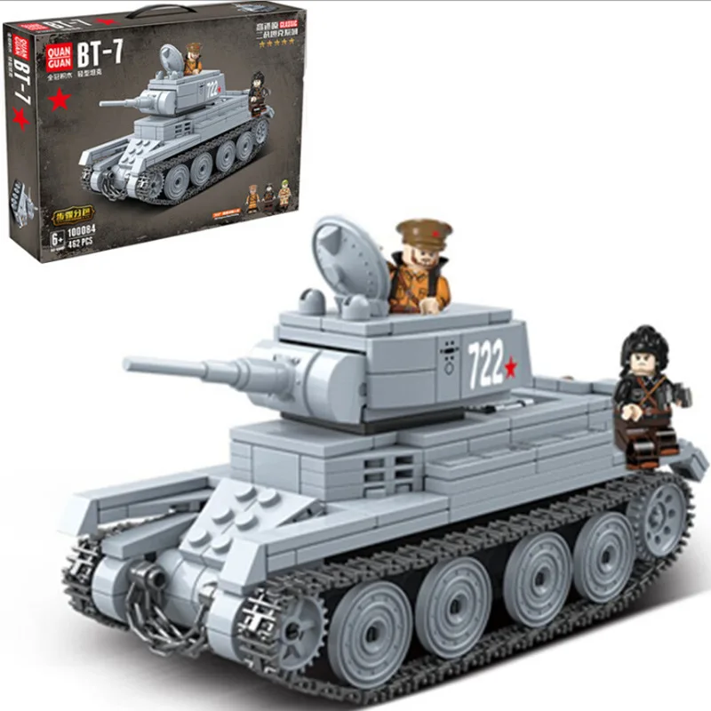 

Crown Building Blocks 100084 Soviet Union BT-7 Cavalry Tanks Military Model Small Particles Assembled Children Building Blocks T