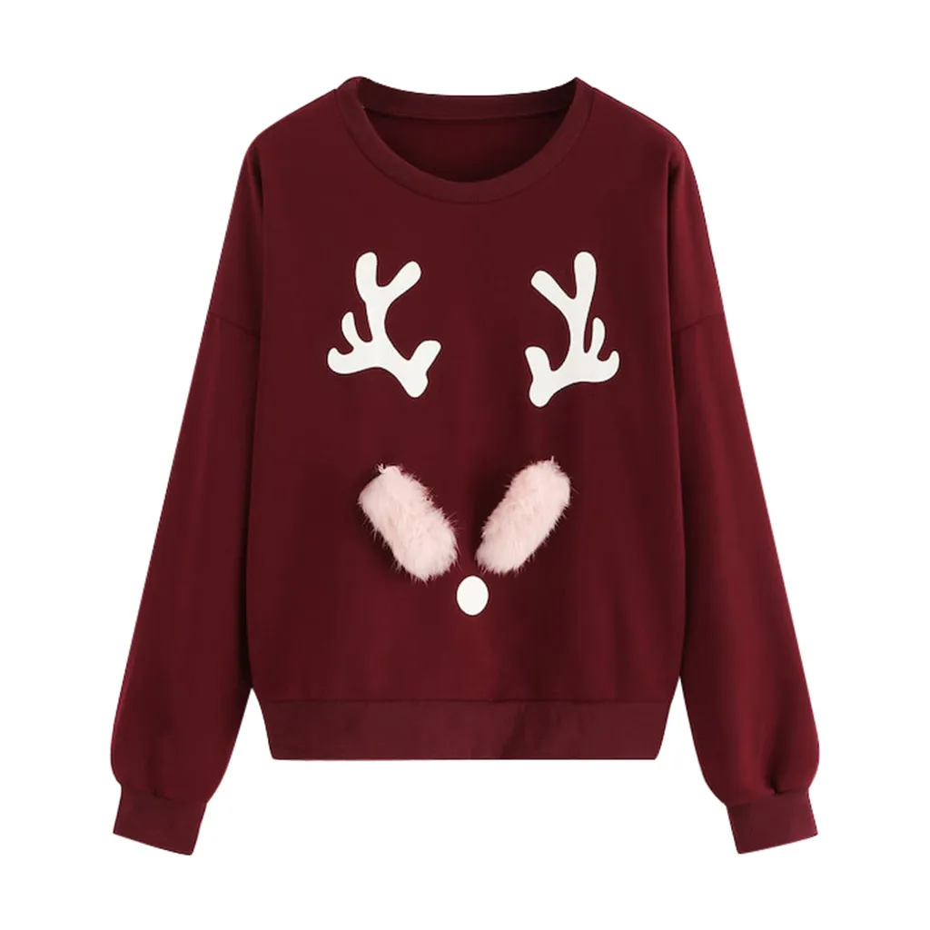 

Merry Christmas Women sweatshirt 2019 Autumn Winter O-Neck long sleeve pullover knitted Elk print sweatshirts Xmas Top sudaderas