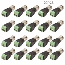 20 штук в партии мини Коаксиальный CAT5 для камеры CCTV BNC UTP Видео балун коннектор адаптер BNC штекер для системы видеонаблюдения аксессуары только 100 слева