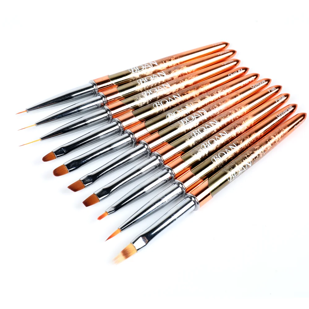 BQAN New Rose Gold Handle Nail Brush UV Gel Liner Painting Pen Acrylic Drawing Brushes Nail Pen for Nails Nail Art Tool 4