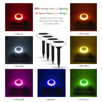 

2pcs/4pcs Colorful Led Solar Energy Waterproof Ground Light Waterproof Spike Outdoor Garden Yard Path Ground Solar Light