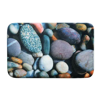 

Stone Print Print Bath Mat Set Non-Slip Pedestal Mat Toilet Bathroom Rug