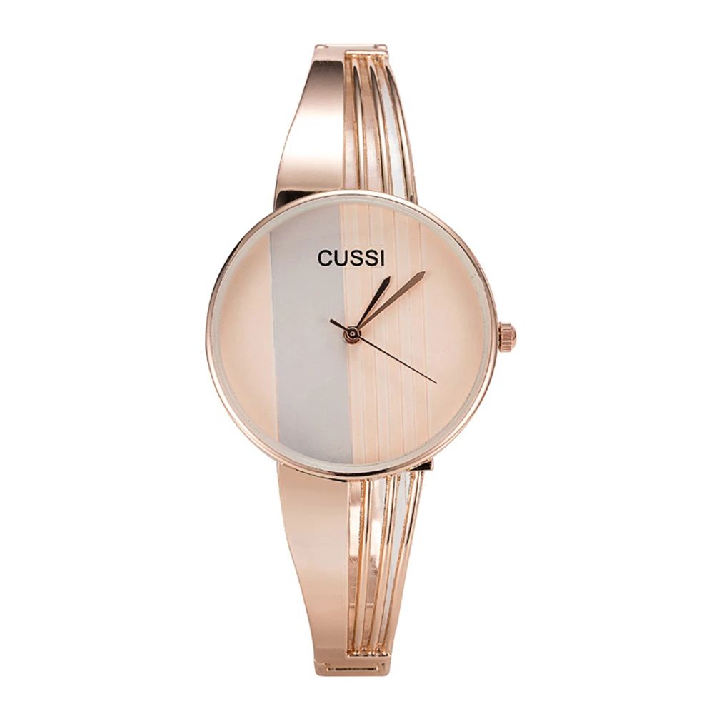 CUSSI Relogio Feminino Fashion Rose Gold Womens Bangle Bracelet Watches Luxury Stainless Steel Ladies Jewelry Watch Female Clock