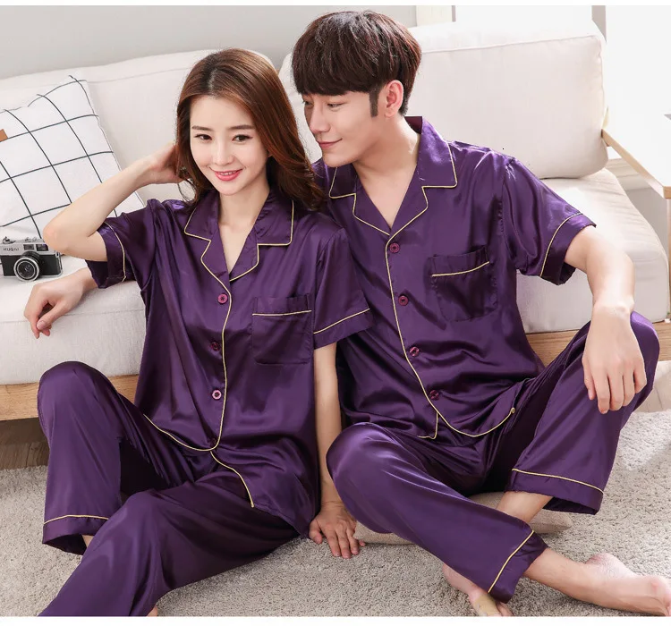 pajama pants men's BZEL Short Sleeve Pajamas Sets Summer Sleepwear Casual Home Wear Silk Satin Pyjamas Two Piece Set Sleep Lounge Nightwear M-3XL cotton pajamas for men