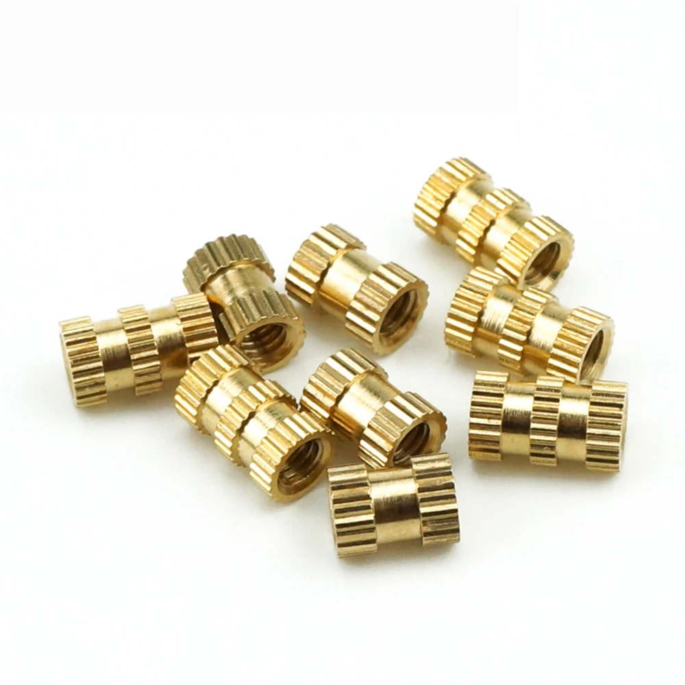 25-100pcs M4 Series Brass Double Pass Knurl Insert Nut Copper Embedded Fastener 