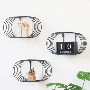 

Oval Iron Shelf Wall Decoration European Style Stainless Steel Iron Receiving Shelf Home bedroom Shelf