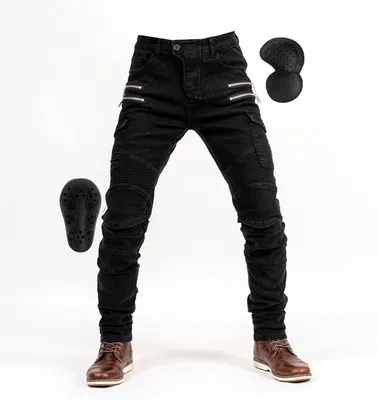 Новые мужские и wo мужские джинсы уличные джинсы для езды на молнии мотоциклетные джинсы анти-прочные штаны мотоциклиста подарочные подушечки - Цвет: better pads black 2