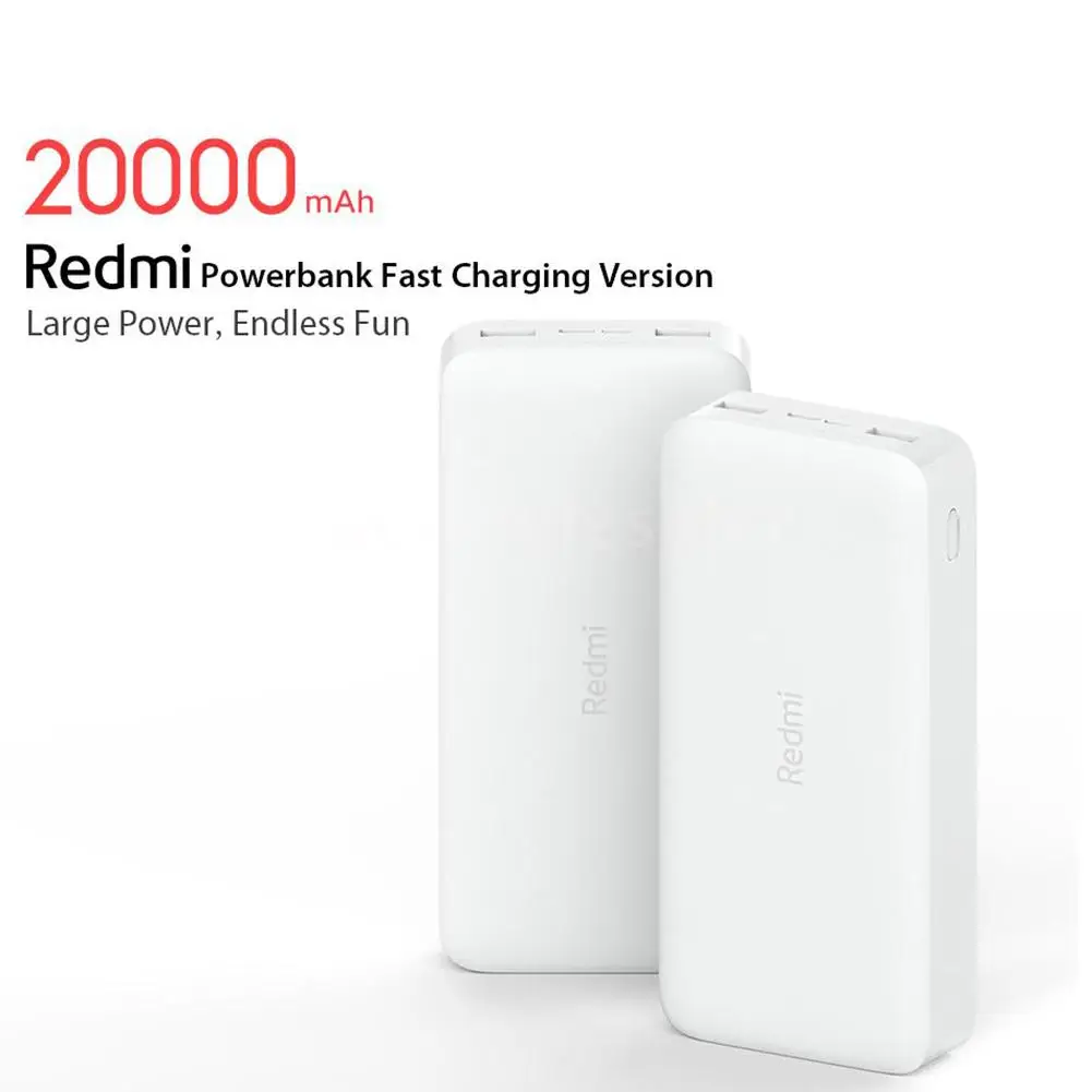 

Xiaomi Redmi Fast Charger Power Bank Standard Version Charger 20000mAh 5V 2.1A 37Wh Charger for iPhone Xiaomi Samsung