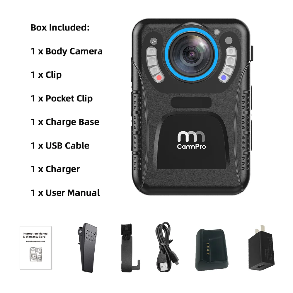 Камера для тела CammPro C3 128 ГБ 11 часов записи H.265 DVR мини видеокамера 1440P ИК ночное