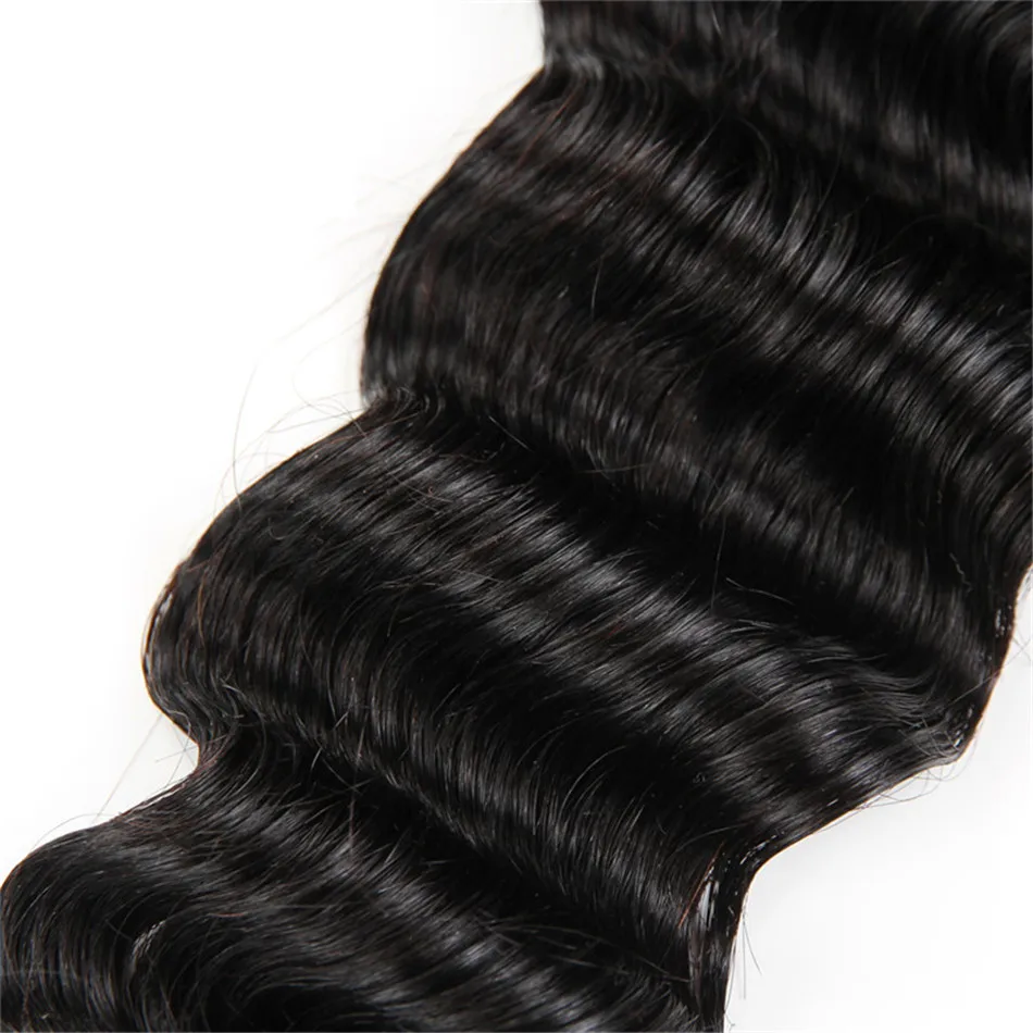 BUGUQI волосы 4 Бразильские глубокие волнистые пряди с закрытием не Реми натуральные кудрявые пучки волос с 4x4 закрытие шнурка