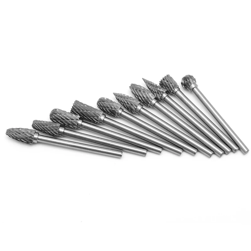 

New 10Pc 1/8\" 6mm Tungsten Carbide Cutter Rotary Burr Set CNC Engraving Bit Tool L4MF