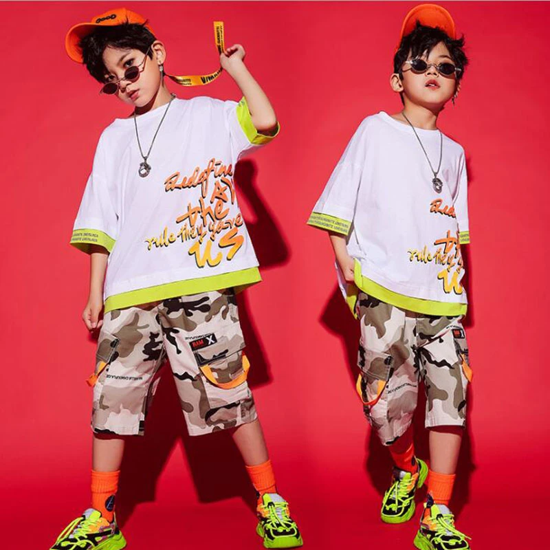 Kids Fashion Ballroom Hip Hop Dancing Outfits Oversize Tshirt Camo Shorts Pants Jazz Dance Wear Costumes Clothes For Boys Girls Ballroom Aliexpress