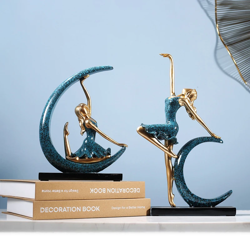 Moon Girl Figure Ballet Dancer Statue Living Room TV Cabinet Decoration Ornaments Birthday Gifts Artware Home Decor Figurines Moon Girl Figure Ballet Dancer Statue Living Room TV Cabinet Decoration Ornaments Birthday Gifts Artware Home Decor Figurines