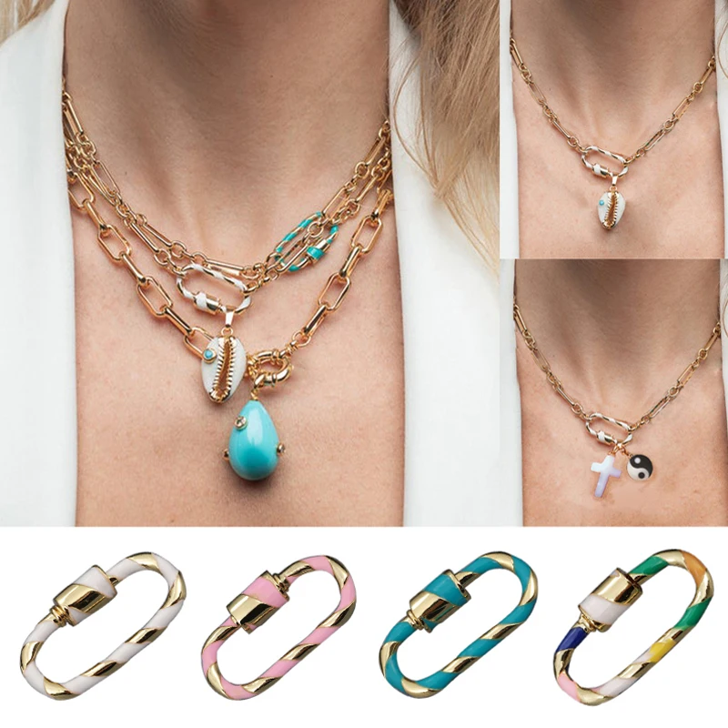 

MINHIN модный эмалевый карабин, спиральные застежки для изготовления ювелирных изделий своими руками, декоративный замок, крючок для подвешивания цепочки, подвески, ожерелья