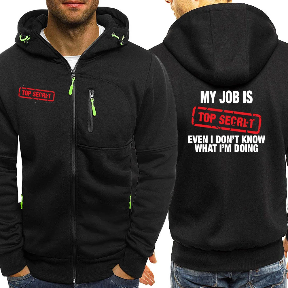 Забавный мой Job Is Top Secre, осень, новинка, мужская уличная куртка с капюшоном и длинным рукавом, на молнии, повседневная спортивная одежда, толстовка в стиле хип-хоп