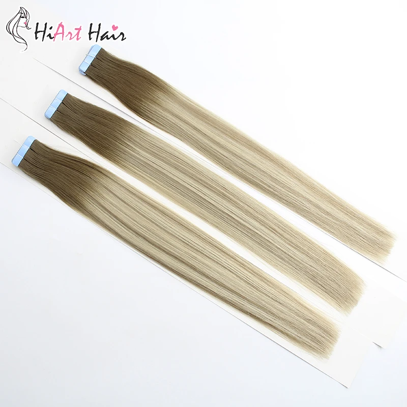 HiArt 2,5 г/шт. человеческие волосы для наращивания на ленте, натуральные человеческие волосы remy, волосы на Клейкой Ленте, двойная лента натуральные волосы 1" 20" 22"