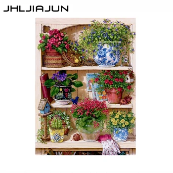 

DIY frameless painting by numbers flower stand vase art poster picture living room wall canvas home decoration unique gift