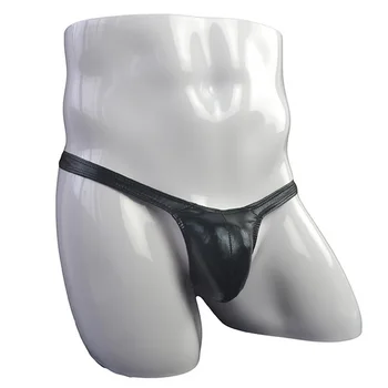

Men's Sexy Thong Low Waist Three-dimensional Bulge Pouch Elastic T Pants Faux Leather PU Leather Bird Thong T Pants Underwear