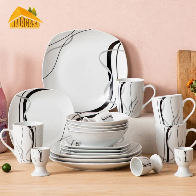 Dinner Set 12 Person Porcelain Plate  Porcelain Dinnerware Set Plate -  Malacasa - Aliexpress