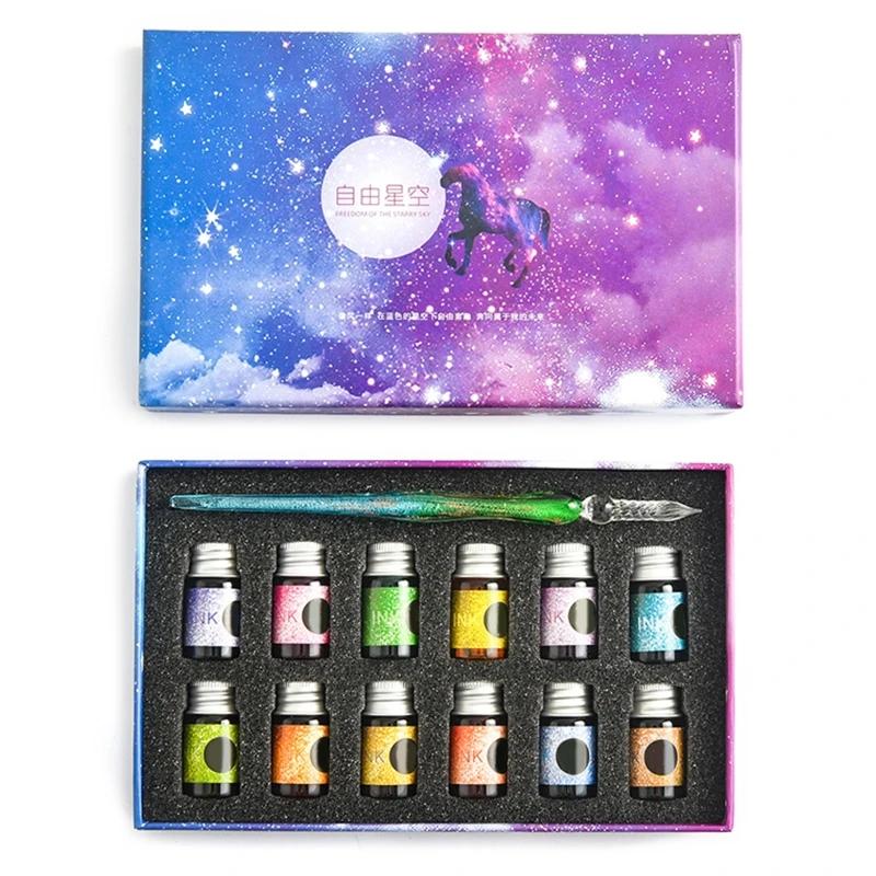 

Crystal Starry Sky Glass Ink Pen Glass Dip Pen For Writing Fountain Pen Set