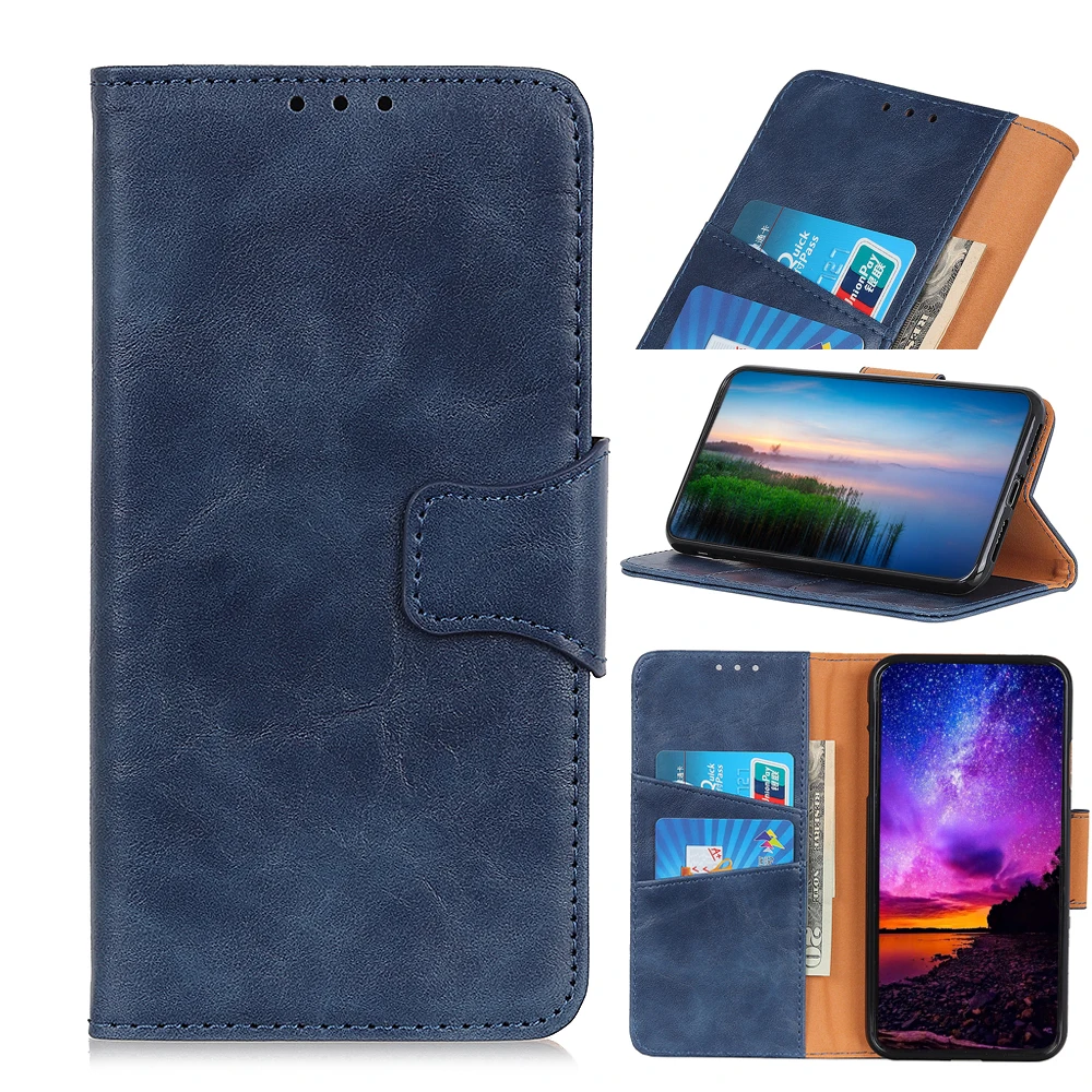 Чехол для Oppo Reno Z Realme X K3 C2 A1K Crazy Horse из искусственной кожи с откидной крышкой и