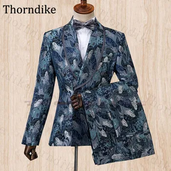 

Thorndike Groomsmen Suits Costume Homme(Jacket+pant) Custom Made Shawl Lapel Men's Wedding Suits Print Slim Formal Party Suits