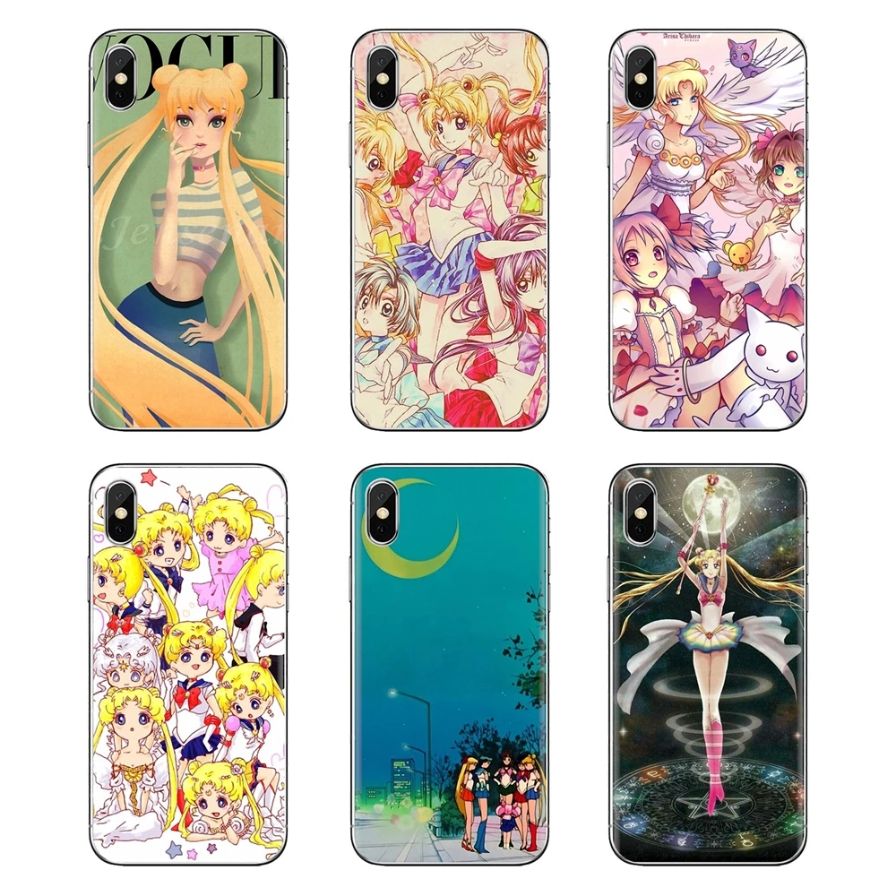TPU Case Sailor Moon Crystal Version Girly For iPhone XS Max XR X 4 4S 5 5S 5C SE 6 6S 7 8 Plus Samsung Galaxy J1 J3 J5 J7 A3 A5 |