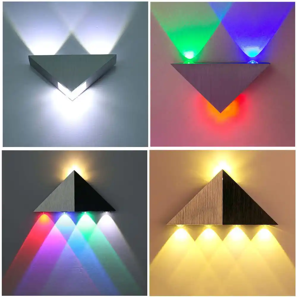 luces led de pared triangulares multicolor lampara de aluminio para interior sala de estar escalera pasillo dormitorio cabecera decoracion