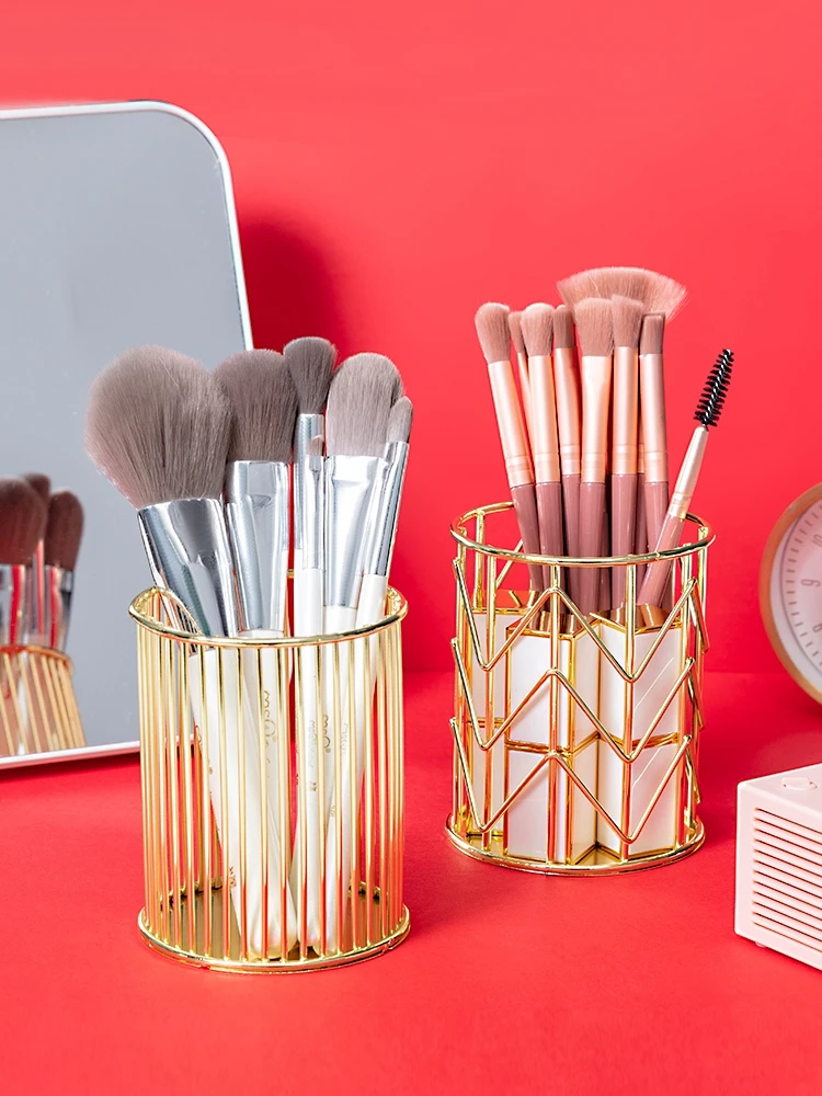 Makeup Brush Ceramic Storage Jar Pink Ceramic Storage Bottle Cosmetic Organizer Pen Holder Desktop Container
