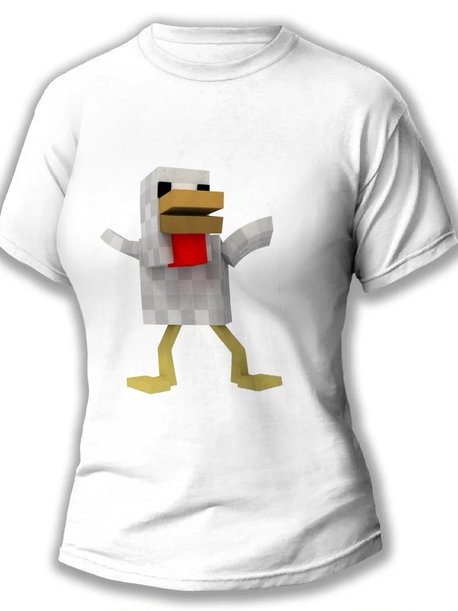 T Shirt Wanita Putih Minecraft 