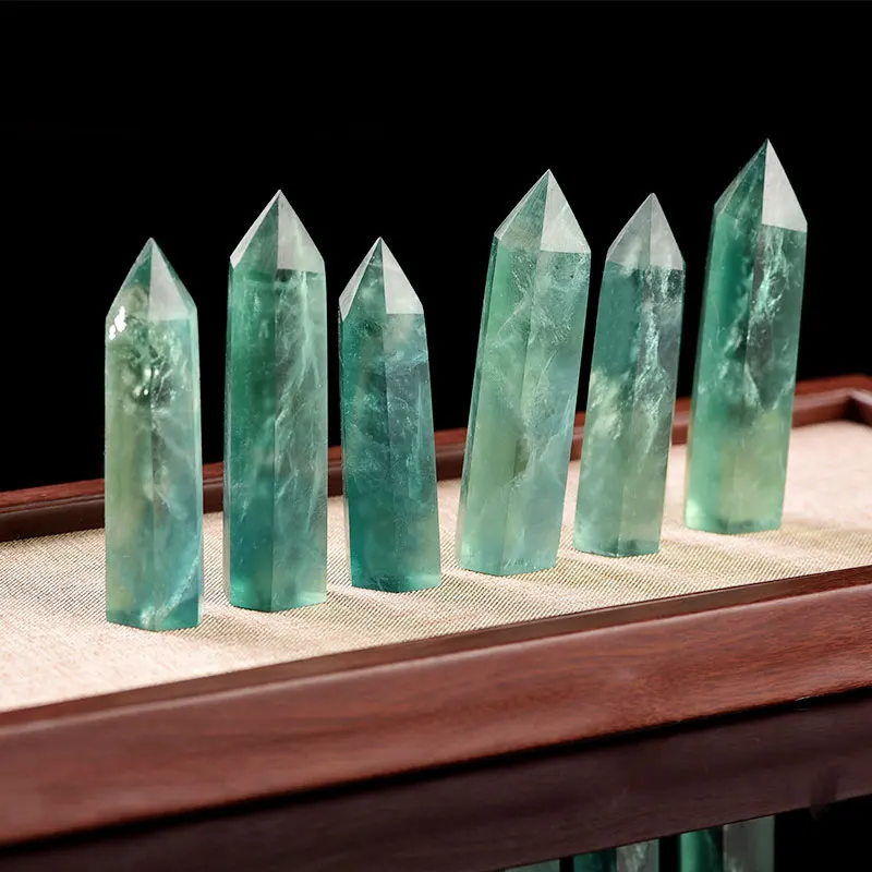 

Natural Green Fluorite Crystal Stone Point Hexagonal Column Repair Healing Wand Home Decor Repair Treatment Mineral Ornament New