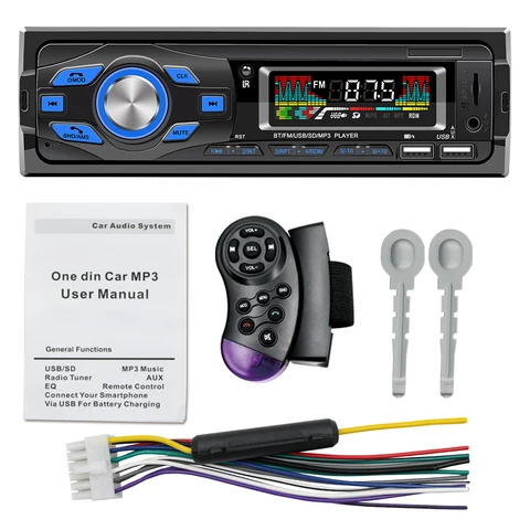 Radio Receiver Multimedia Player FM Aux Input Receiver Time Display Car Bluetooth Autoradio Car Stereo Radio Bluetooth 5.0