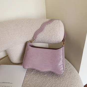 

2020 Alligator Leather Underarm Bag Women Personality Wave Shape Shoulder Bag Designer Handbags High Quality Luxury Borsa