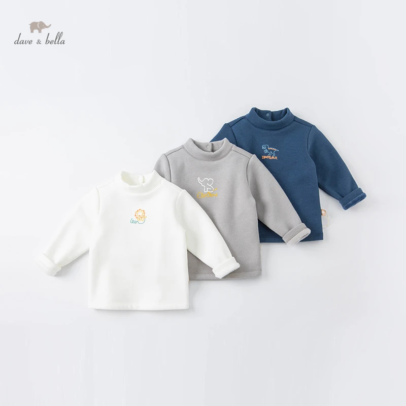 

DBX20280, детская зимняя футболка с надписью dave bella, унисекс, детские топы, модные детские футболки для мальчиков и девочек