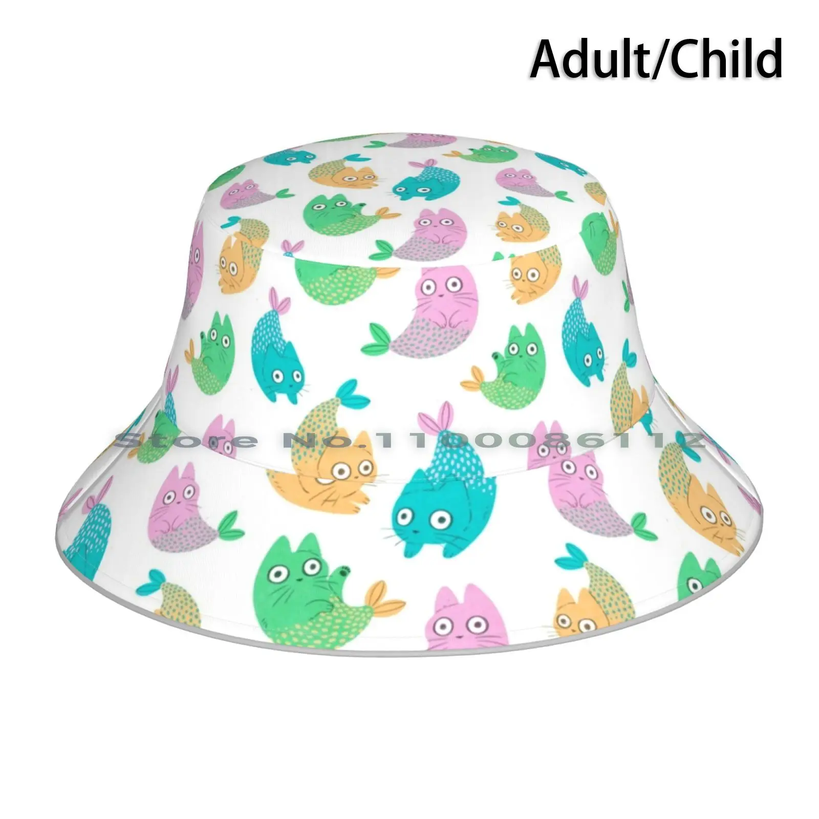 Pastel Purrmaids Cappello Da Pescatore Berretto Da Sole Purrmaid Cat Mermaid Pastel Fish Sea Ocean Cute Adorabile Creepy Kittens Kitty Mermay Posca