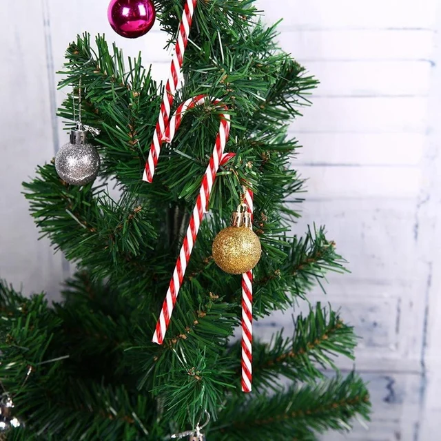 48Pcs Christmas Plastic Fake Candy Canes Twisted Toy Crutch for Christmas Tree Hanging Decorations 2