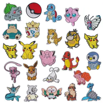 

10Pcs Pokemon Patches for Clothing Iron on Patch Embroidery Sewing Applique Cute Sew on Fabric Badge 3D DIY Apparel Accessories