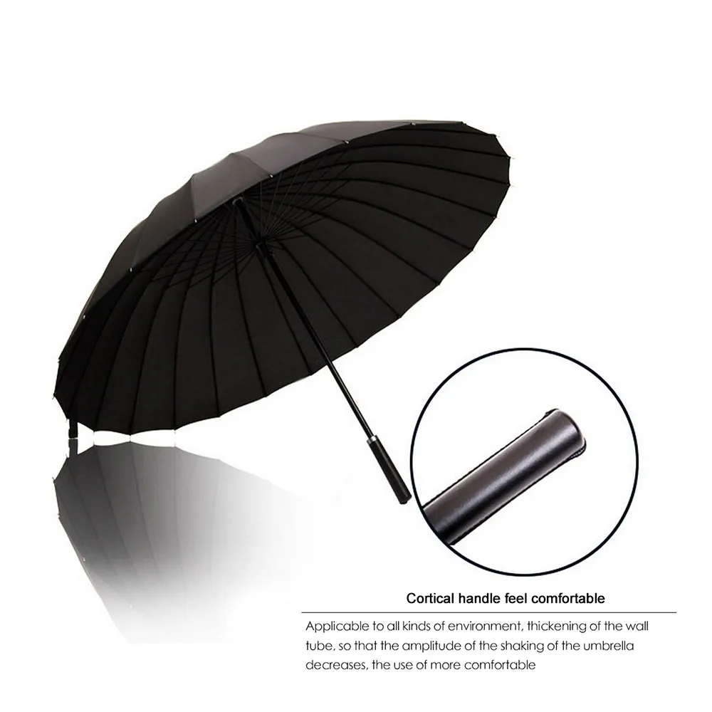 Большие Зонты размера плюс ручного открытия и закрытия портативный длинный зонтик с 24 ребрами прочный и достаточно прочный ветростойкий зонтик