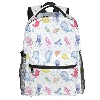 

Marine Life Theme Backpack College Students Wear Resistance Laptop Backpack Book Bag Casual Sports Bags School Bag