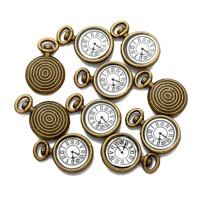 Enamel Charms Alloy Enamel Charms Jewelry Charms Metal Charm 10 pcs Antique Bronze Metal Watch Pendants Fit diy Necklace Bracelet For Jewelry making W80