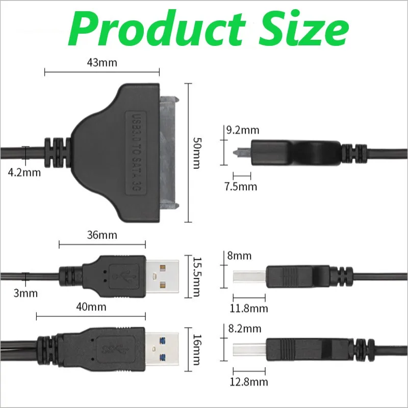 3 шт USB 3,0 для SATA 22Pin кабель питания данных адаптер для 2,5 дюймового жесткого диска