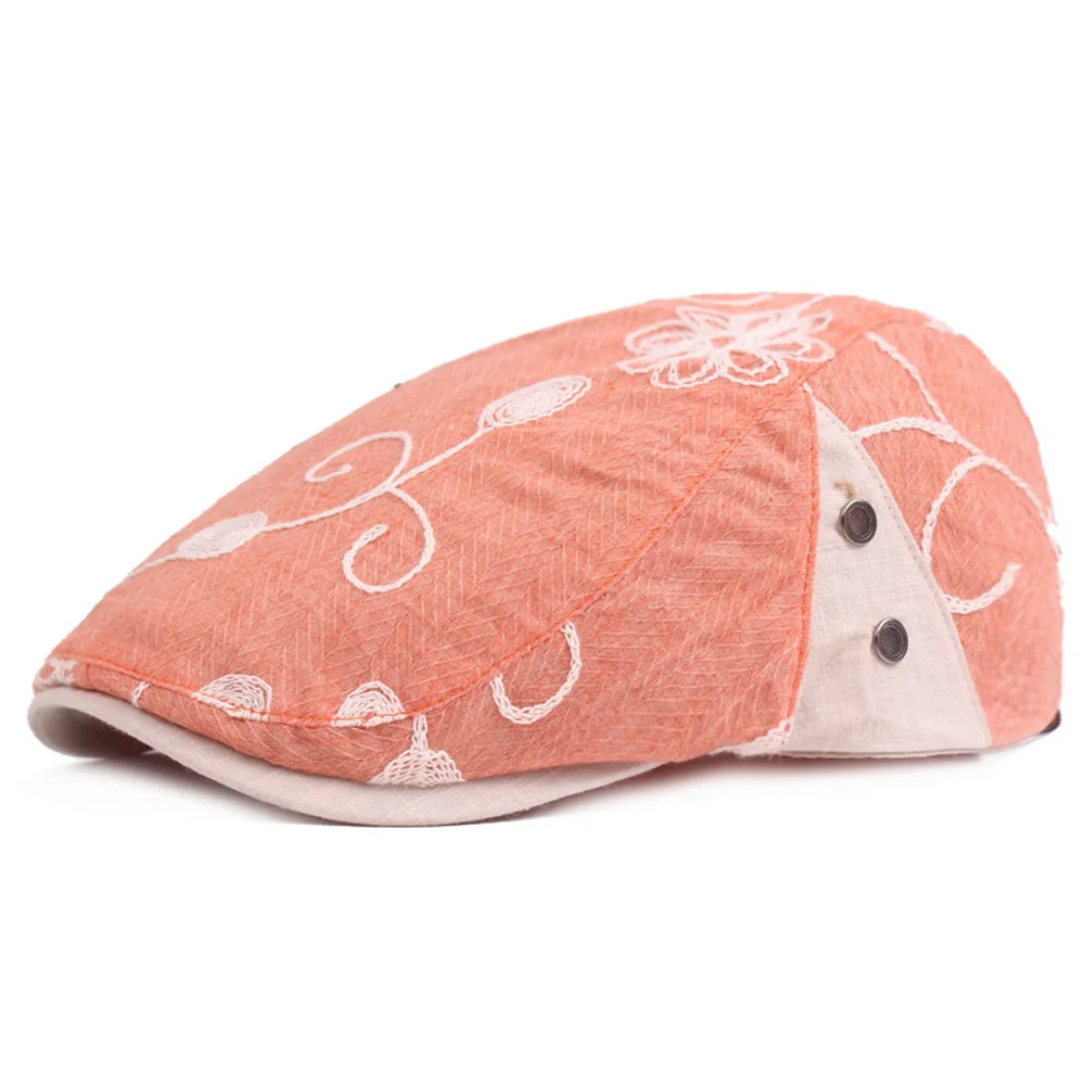 Womens Adjustable Hat Lady Berets Hats Floral Printed Cabbie Golf Driving Caps