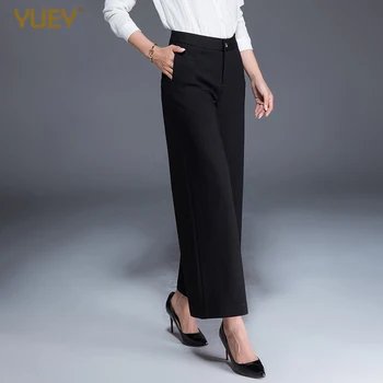 

2019 Spring Summer 100KG Thin New Dangle Wide Leg Pants Women's Black High Waist Large Size Loose Casual Cropped Pants S to 9XL