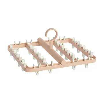 

24 Clips Folding Clothes Hanger Multi-function Windproof Drying Rack Underwear