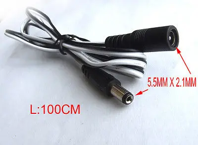 

DHL/EMS 100pcs 5.5 X 2.1mm jack Female TO 5.5mm x 2.1mm DC Power Plug cctv cameras cables-A8