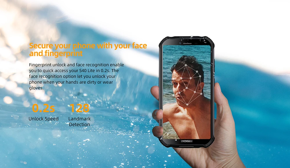Doogee S40 Lite 5,5 дюйма 2 Гб 16 Гб четырехъядерный Android 9,0 WCDMA мобильный телефон 4650 мАч отпечаток пальца ID Разблокировка лица IP68 смартфон