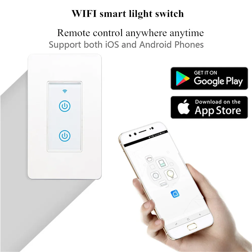

touch wireless wifi light switch smart light switch works with Alexa Google home smart life US standard 1gang/2gangs