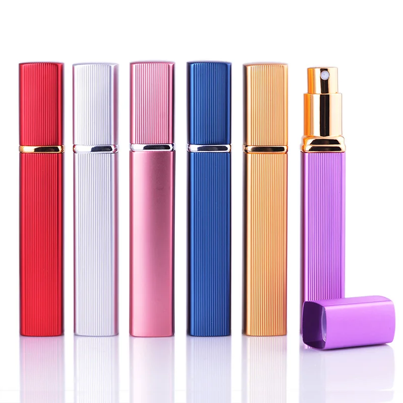 

1PC Nozzle Spray Refillable Bottle Metal Aluminum Perfume Bottle 12ml Cosmetic Bottle Portable Cosmetic Glass Container T0611