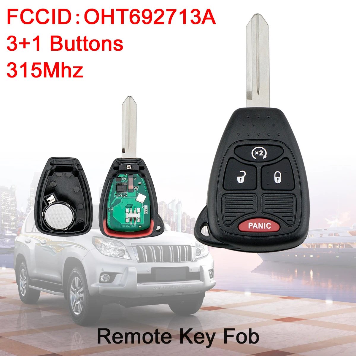 3+1 Button 315MHz Keyless Remote Car Key Fob ID46Chip OHT692713A Keyless Entry Key for Jeep Compass 2012 2013 2014 2015 2016