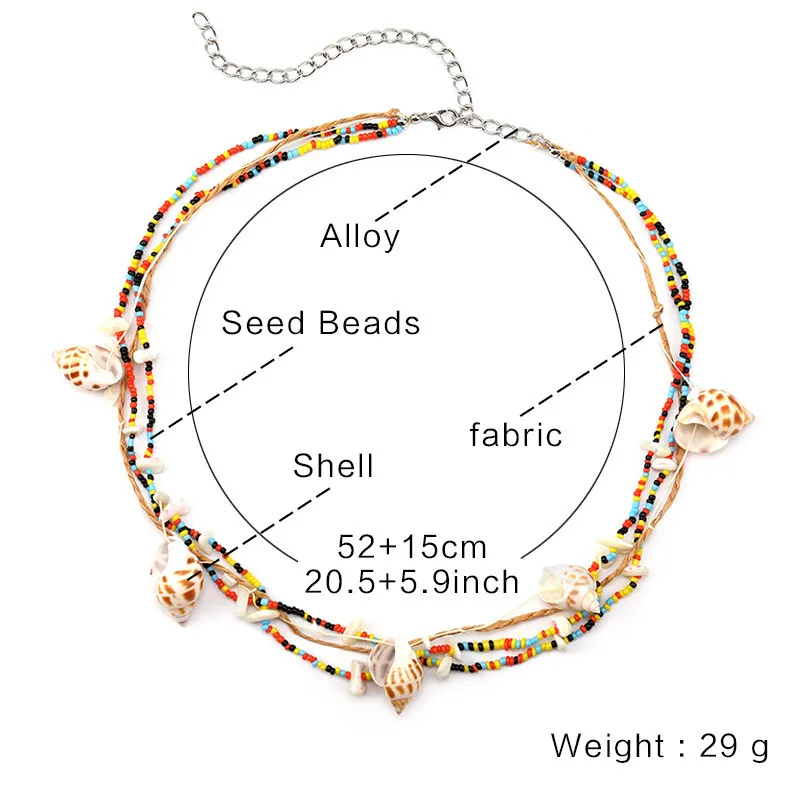 Bohemian Handmade Woven Multilayer Natural Shell Pendant Necklace For Women Girls Party Gift Wedding Summer Choker Necklaces